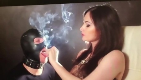 Smoking Femdom Goddess with her Slave, she is as cold as ice