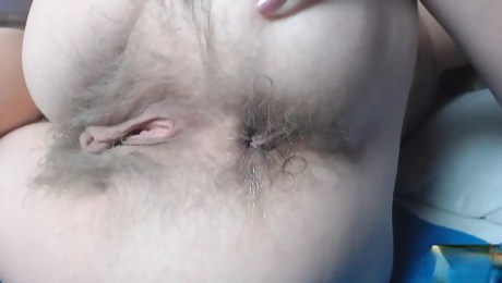 Hairy ass fingering close up