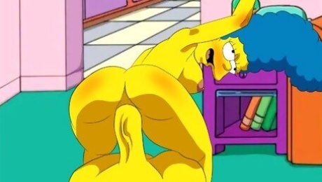 Marge fucks hard while moaning, the simpsons parody