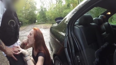 Redhead ass fucked by cop and does ass-to-mouth