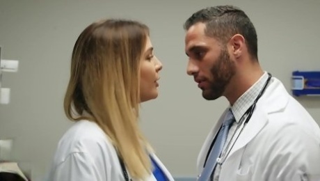 Buxom nurse Blair Williams blowjobs and fucks handsome doctor